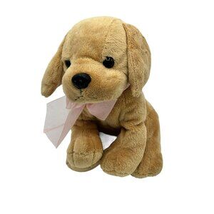 Chrisha Playful‎ Plush Dog Stuffed Animal Pink Ribbon 2008 10"